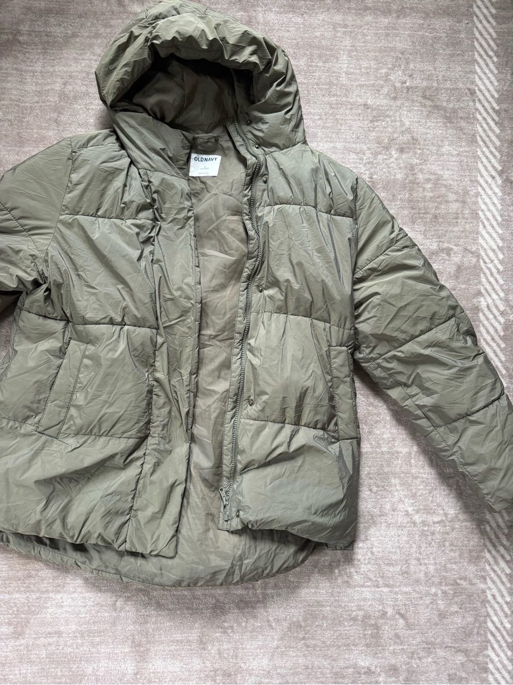 Old Navy Olive Green Puffer Jacket with Hood